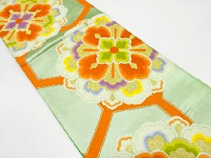 アンティーク　華紋に亀甲模様織り出し袋帯（着用可）